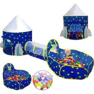 3pc Kids PlayTent for Boys with Ball Pit,Crawl Tunnel,Princess Tents for Toddler